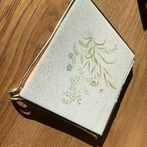 1950s West German Ceramic Tile Trivet Hotplate Danischburg Metal Mounted Coaster